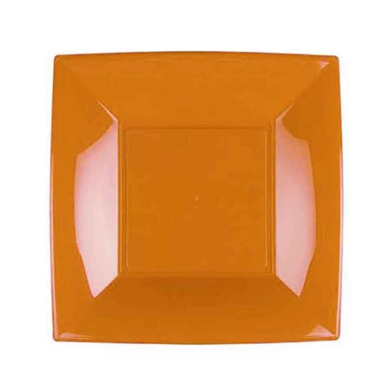 Piatti piani quadrati riutilizzabili in polipropilene giallo mango 23 cm - 25 pz
