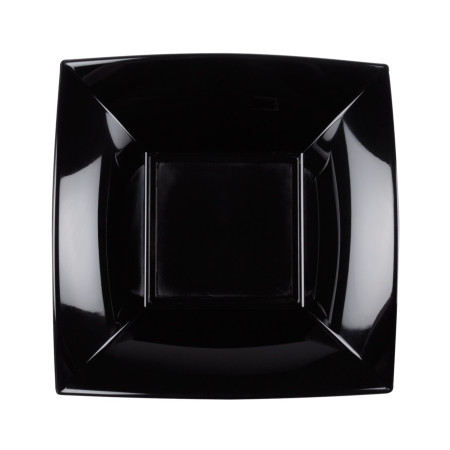 Piatti piani quadrati riutilizzabili in polipropilene neri 29 cm - 12 pz