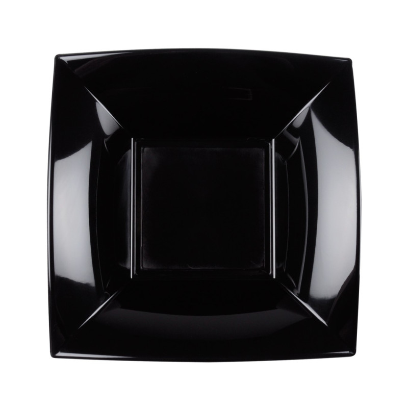 Piatti piani quadrati riutilizzabili in polipropilene neri 29 cm - 12 pz