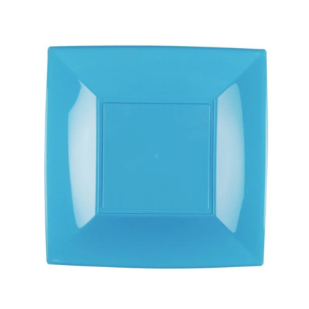 Piatti piani quadrati riutilizzabili in polipropilene turchese 29 cm - 12 pz