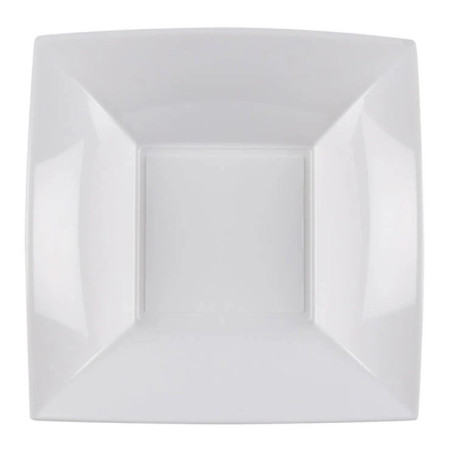 Piatti fondi quadrati riutilizzabili in polipropilene bianchi 18 cm - 8 pz