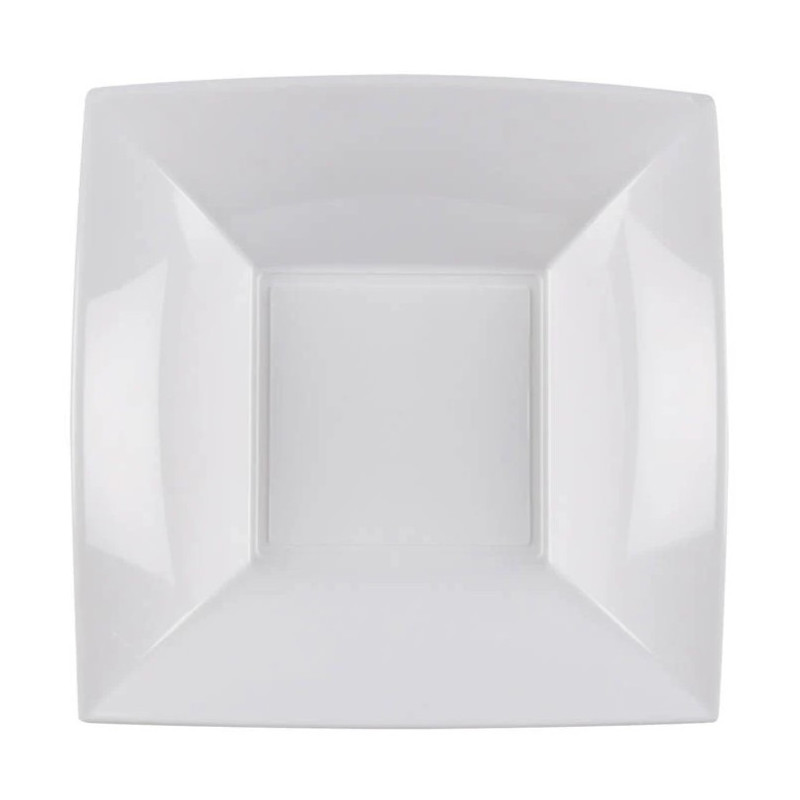 Piatti fondi quadrati riutilizzabili in polipropilene bianchi 18 cm - 8 pz