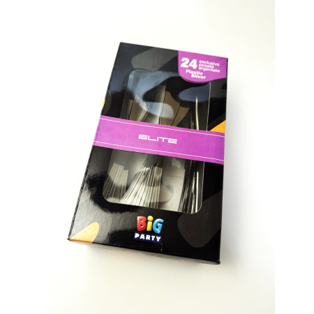 Coltelli di plastica riutilizzabili Elite argentati - 24 pz