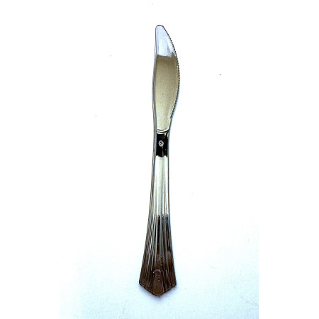 Coltelli di plastica riutilizzabili Elite argentati - 24 pz