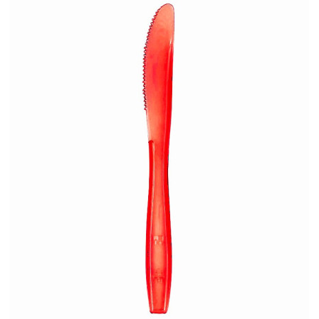 Coltelli di plastica riutilizzabili Luxury rossi trasparenti 18 cm - 50 pz