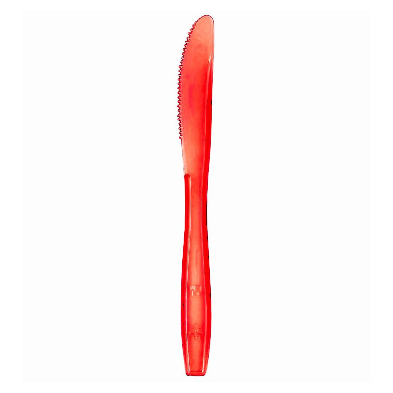 Coltelli di plastica riutilizzabili Luxury rossi trasparenti 18 cm - 50 pz