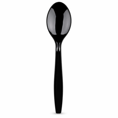 Cucchiai di plastica riutilizzabili Luxury neri 19 cm - 50 pz