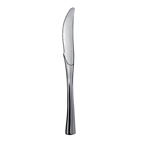 Coltelli di plastica riutilizzabili Metal argento 18,5 cm - 25 pz