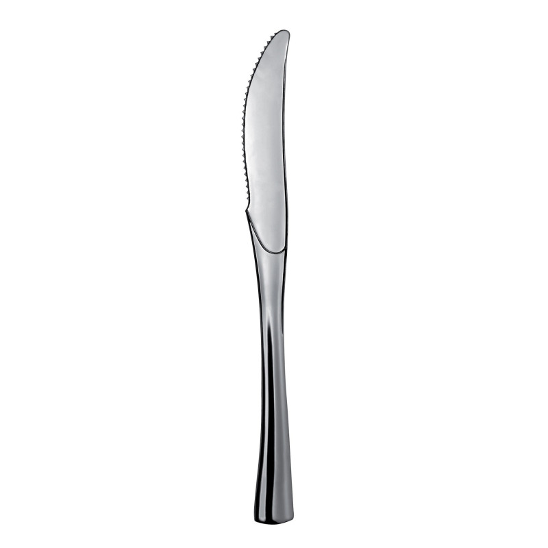 Coltelli di plastica riutilizzabili Metal argento 18,5 cm - 25 pz