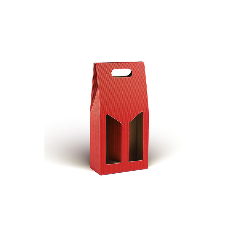 Scatola porta bottiglie in cartoncino 2 posti cannetè rosso