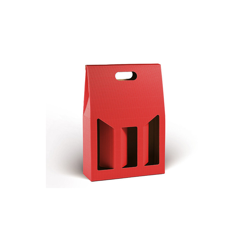 Scatola porta bottiglie in cartoncino 3 posti cannetè rosso
