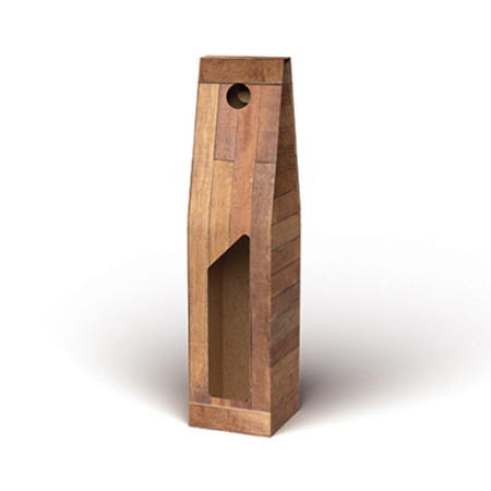 Scatola porta bottiglie in cartoncino 1 posto liscio linea Teak