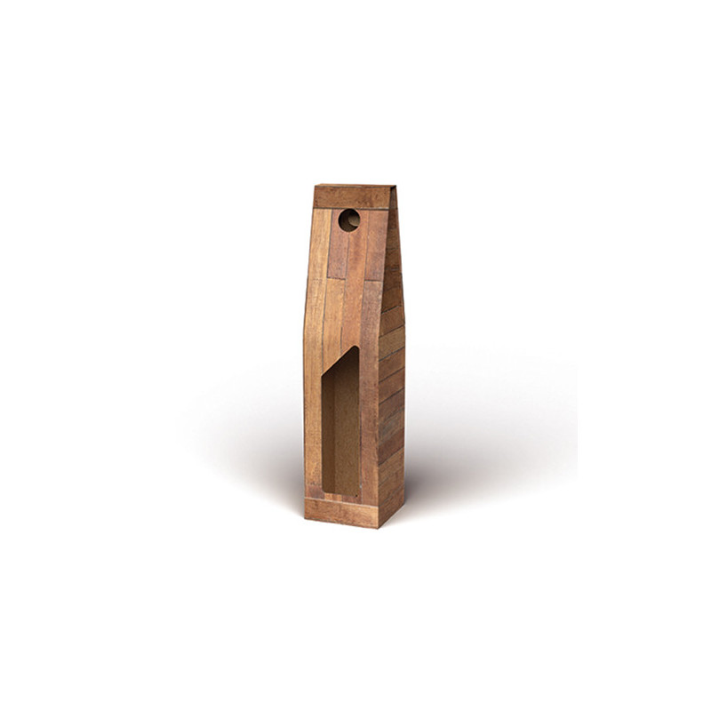 Scatola porta bottiglie in cartoncino 1 posto liscio linea Teak