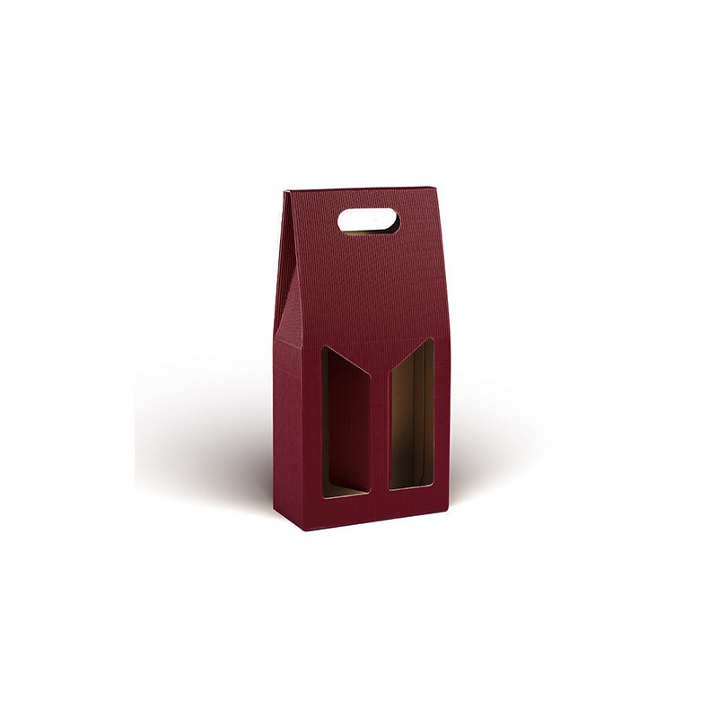 Scatola porta bottiglie in cartoncino 2 posti cannetè bordeaux