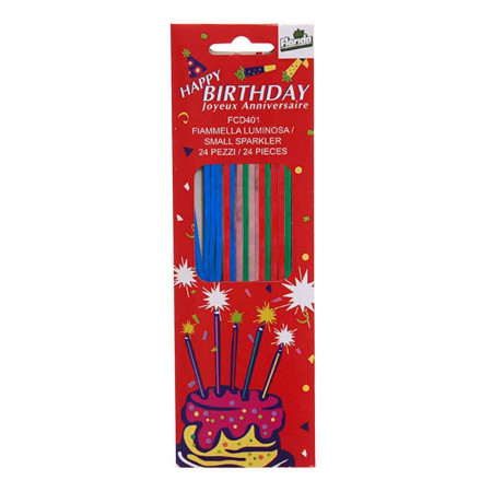 Candeline lunghe multicolore 17 cm - 24 pz