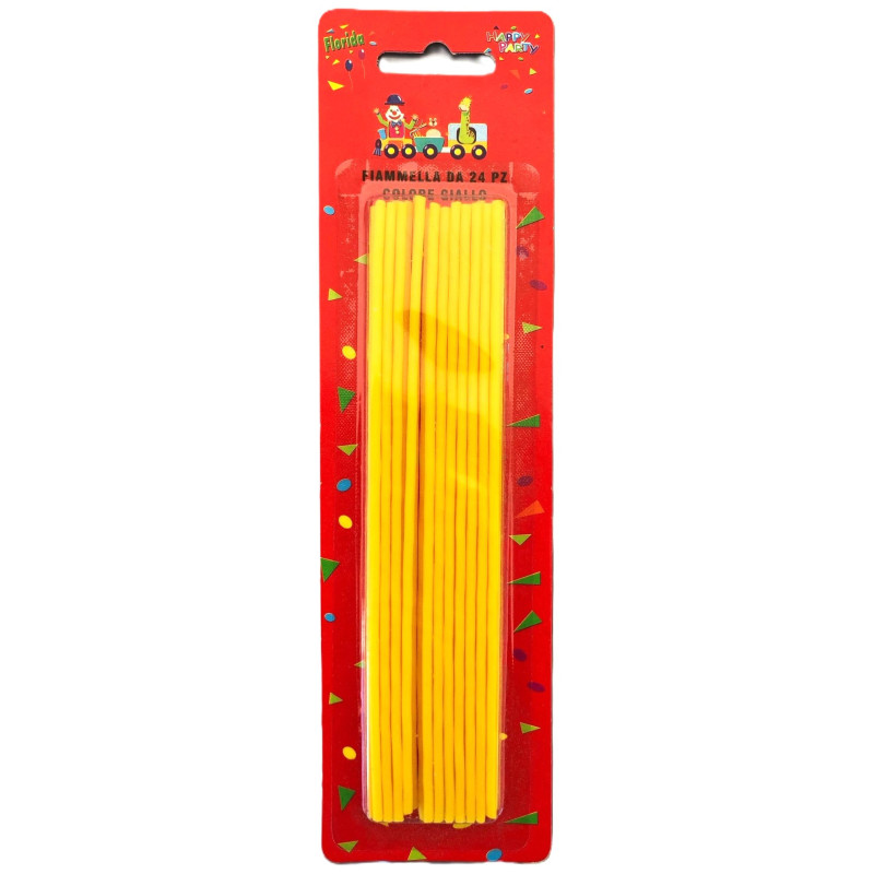 Candeline lunghe gialle 17 cm - 24 pz