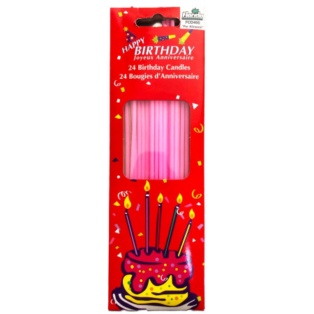 Candeline lunghe rosa 17 cm - 24 pz