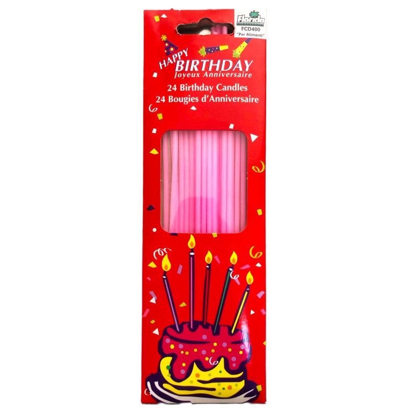 Candeline lunghe rosa 17 cm - 24 pz