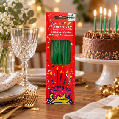 Candeline lunghe verdi 17 cm - 24 pz