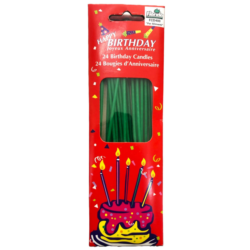 Candeline lunghe verdi 17 cm - 24 pz