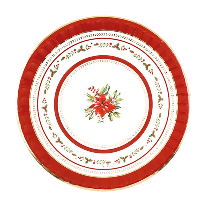 Piatti di carta natalizi Red Royal 27 cm - 8 pz