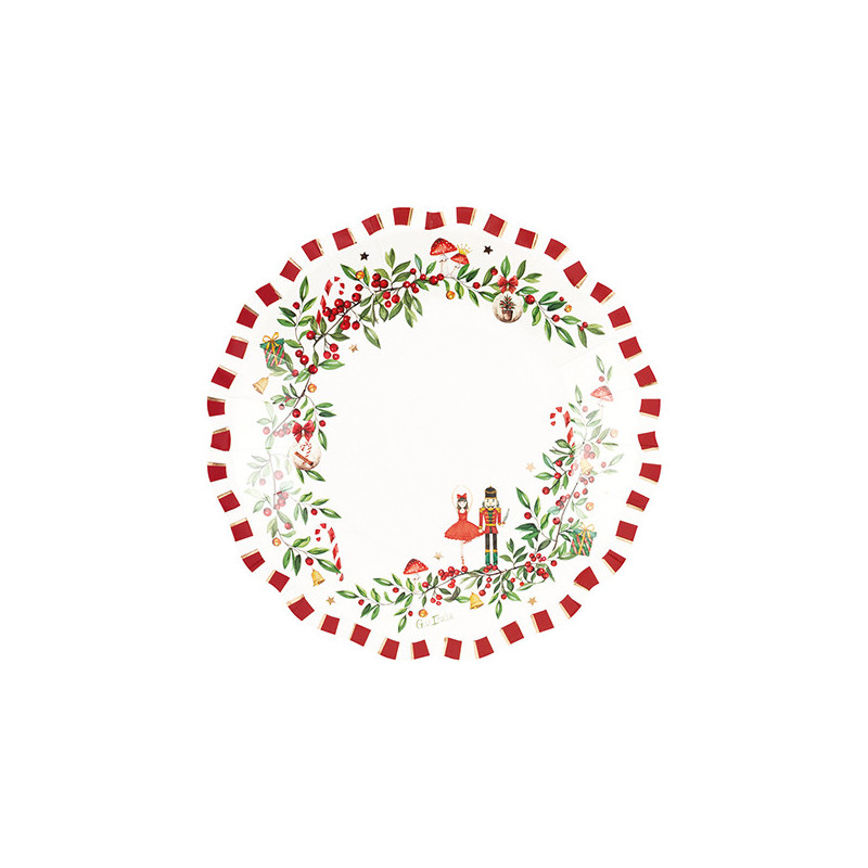 Piatti di carta natalizi Christmas Vintage 21 cm - 8 pz