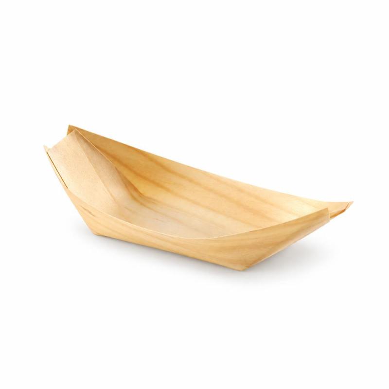 Barchette a foglia in legno per finger food 14 cm - 25 pz