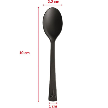 Cucchiaini mini compostabili in CPLA neri 10 cm - 100 pz
