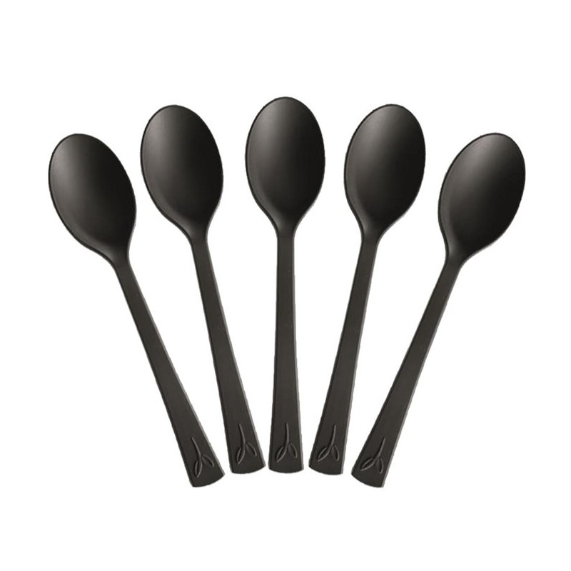 Cucchiaini mini compostabili in CPLA neri 10 cm - 100 pz