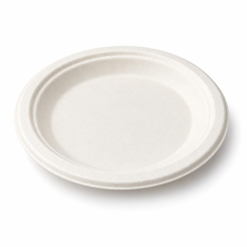 Piatti piani compostabili in polpa di cellulosa Ø 17,5 cm - 50 pz