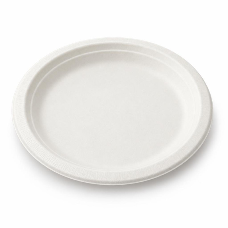 Piatti piani compostabili in polpa di cellulosa Ø 18 cm - 50 pz