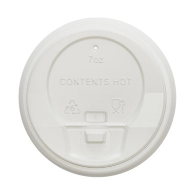 Coperchi bianchi in PS con beccuccio per bicchieri in cartoncino da 240 ml (8 oz) Ø 8 cm Dampe - 50 pz