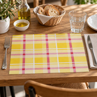 Tovagliette americane di carta Scozzese gialla 30x40 cm Okay per ristoranti e pizzerie - 250 pz