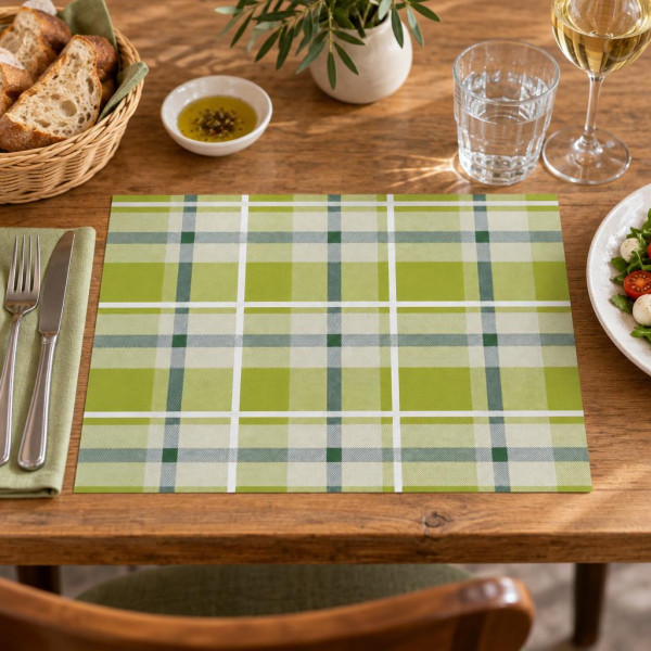 Tovagliette americane di carta Scozzese verde 30x40 cm Okay per ristoranti e pizzerie - 250 pz