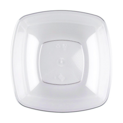 Piatti fondi quadrati riutilizzabili in plastica trasparente 18x18 cm - 15 pz