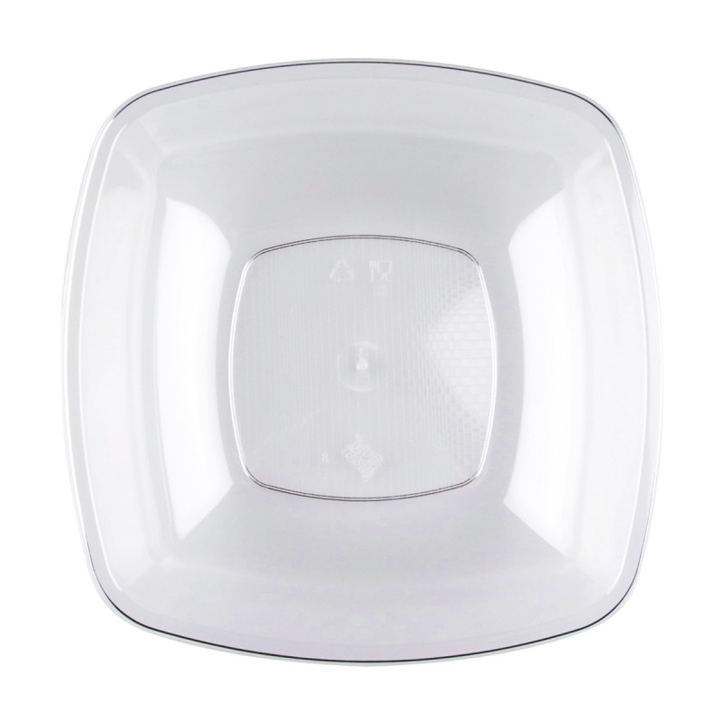 Piatti fondi quadrati riutilizzabili in plastica trasparente 18x18 cm - 15 pz
