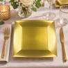 Piatti piani quadrati riutilizzabili in polipropilene oro 23 cm - 12 pz