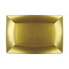 Piatti rettangolari riutilizzabili in polipropilene oro 34,5x23 cm - 3 pz