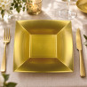 Piatti fondi quadrati riutilizzabili in polipropilene oro 18 cm - 12 pz