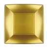 Piatti da dessert quadrati riutilizzabili in polipropilene oro 18 cm - 12 pz