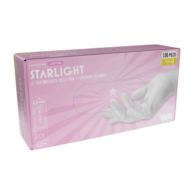 Guanti monouso in lattice bianco senza polvere 5 g Starlight VAM - 100 pz
