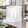 Cappelli da cuoco monouso aperti in carta bianca Europa alti 21 cm regolabili Crown Chef - 20 pz
