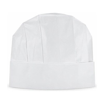 Cappelli da cuoco monouso chiusi Grand Chef in carta crespata bianca alti 23 cm regolabili Crown Chef - 20 pz