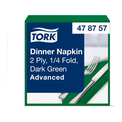 Tovaglioli di carta verde scuro doppio velo Tork Dinner 39x39 cm - 150 pz