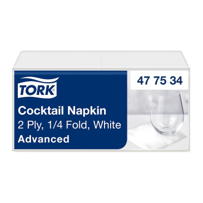 Tovaglioli di carta bianchi doppio velo Tork Cocktail 24x24 cm - 200 pz