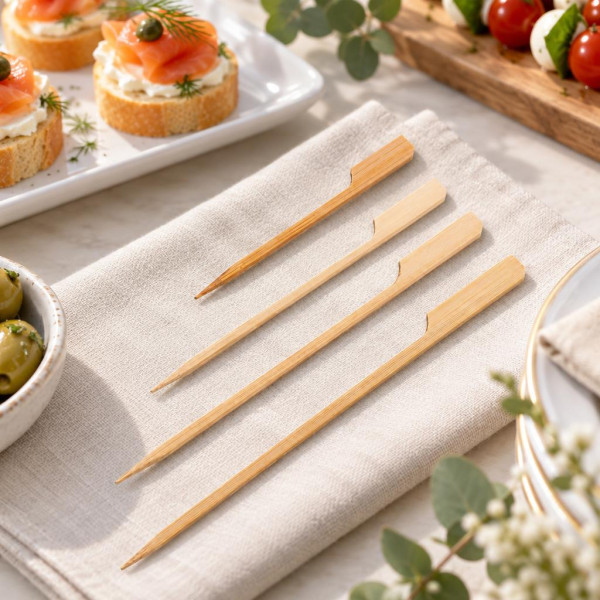 Spadine in bamboo per finger food e stuzzichini 9 cm Flo - 100 pz