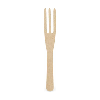 Mini forchettine in legno a 3 punte per finger food 8 cm Dampe Jungle - 100 pz