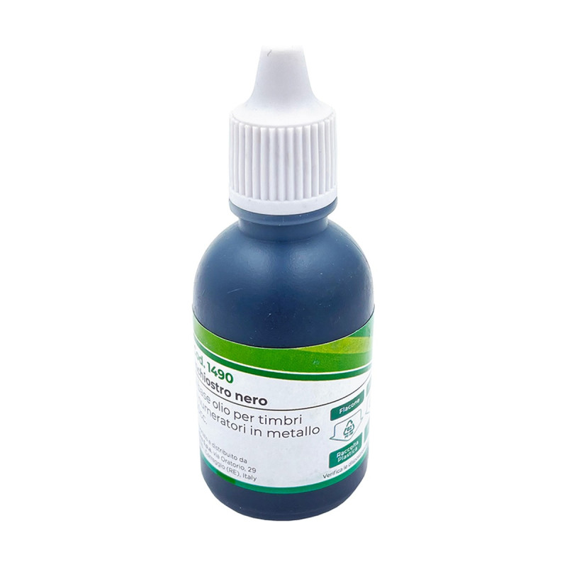 Inchiostro nero a base olio per timbri in metallo e numeratori 30 ml Lebez