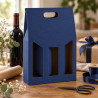 Scatola porta bottiglie in cartoncino 3 posti cannetè blu con finestra FAG