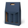 Scatola porta bottiglie in cartoncino 3 posti liscio blu con finestra FAG